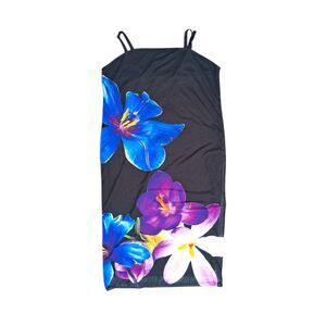 Almost Famous Plus Size 3X Floral Mesh Cami Dress Black Blue Purple